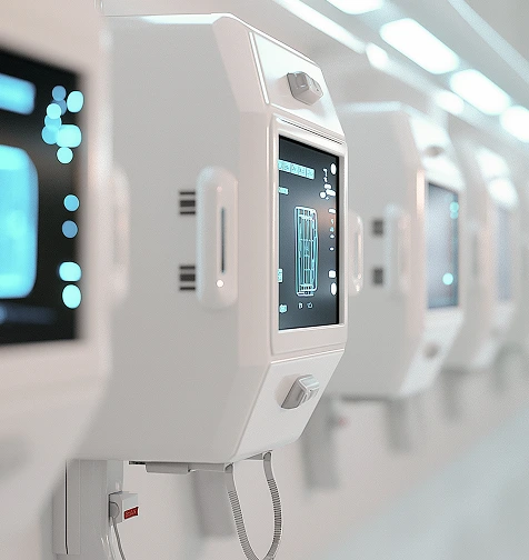 Medical laboratory equipment with digital interfaces - Illustrative image for Health & Life Sciences AI solutions.